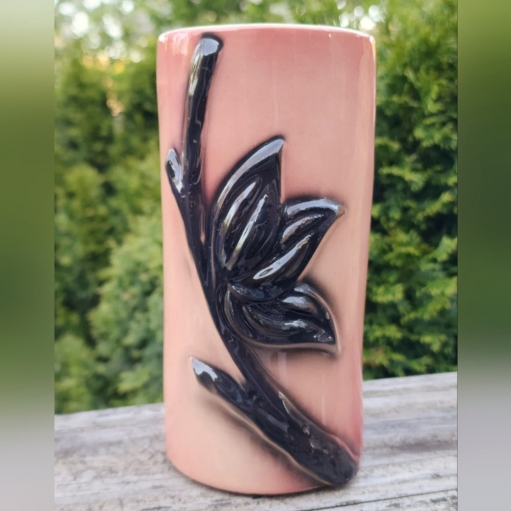 Vintage 1950s Royal Copley Pink and Black Vase - Picture 1 of 6
